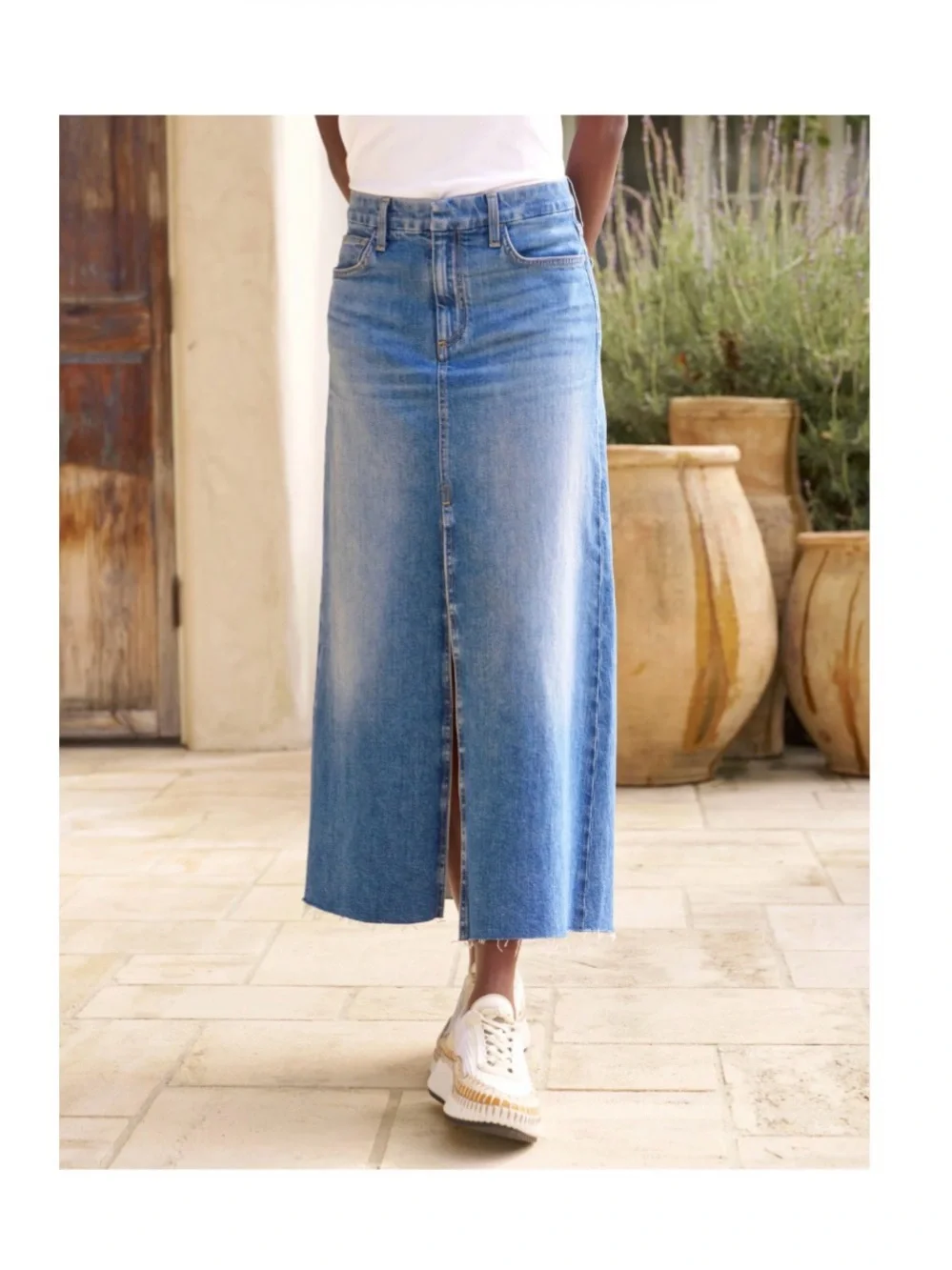 Frank & Eileen Donnybrook Denim Maxi Skirt 2010 Wash Size 4 / 26 EUC